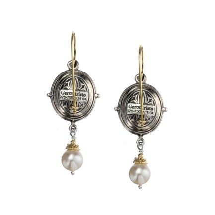 Byzantine Drop Earrings for Women’s 18k Yellow Gold and Sterling Silver 925