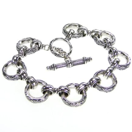 Byzantine Circles Link Handmade Bracelet in Sterling Silver 925