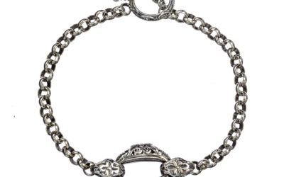 Byzantine Circles Chain Link Bracelet in Sterling Silver 925