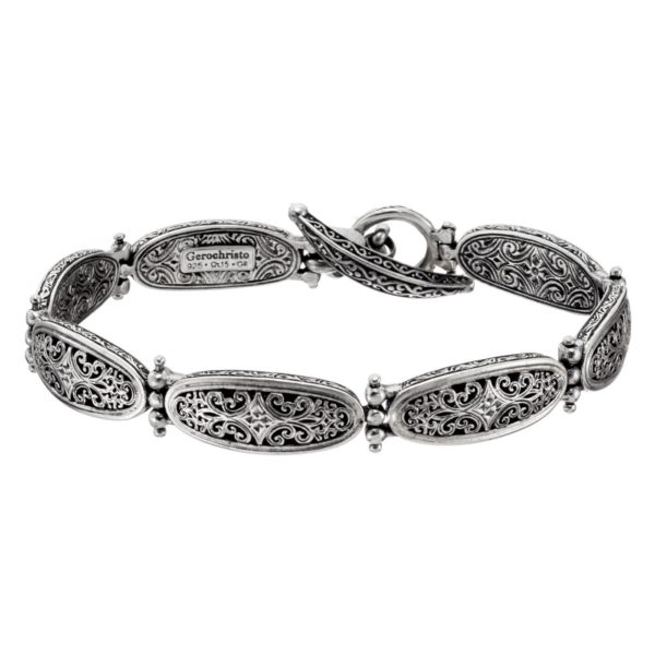 Filigree Link Byzantine Bracelet in Sterling Silver 925