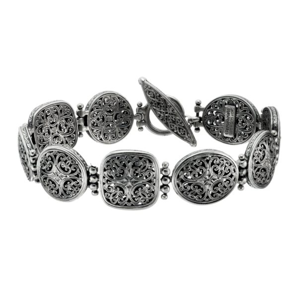 Filigree Link Byzantine Bracelet in Sterling Silver 925