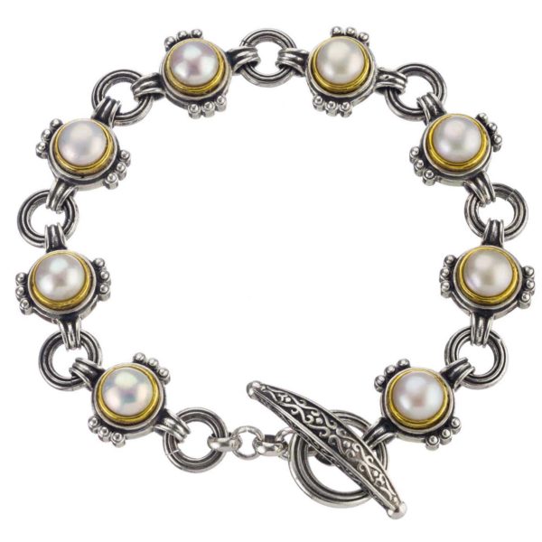 Link Bracelet in Sterling Silver 925 with Gold Plated parts