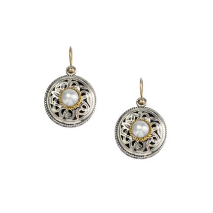 Filigree Round Handmade Earrings for Women’s Yellow Gold k18 and Sterling Silver 925