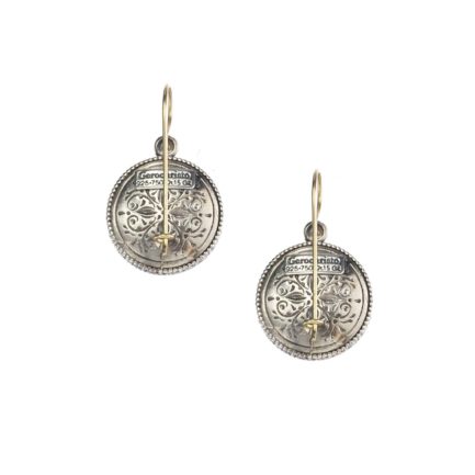 Filigree Round Handmade Earrings for Women’s Yellow Gold k18 and Sterling Silver 925