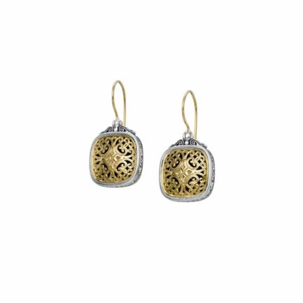 Mediterranean Earrings for Women’s 18k Yellow Gold and Sterling Silver 925