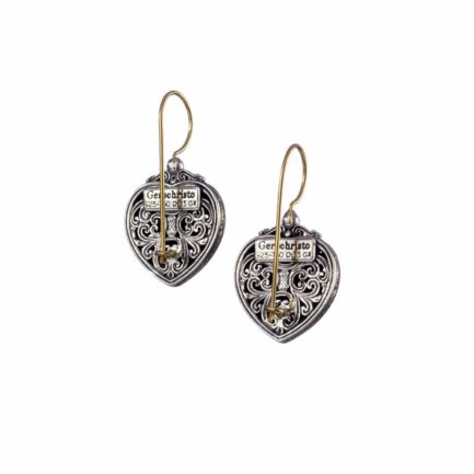 Mediterranean Heart Earrings for women’s 18k Yellow Gold and Sterling Silver 925