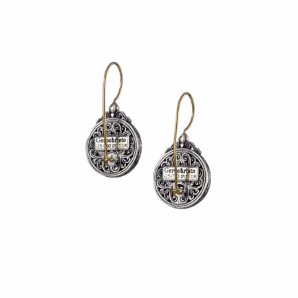 Mediterranean Earrings for Women’s Round 18k Yellow Gold and Sterling Silver 925
