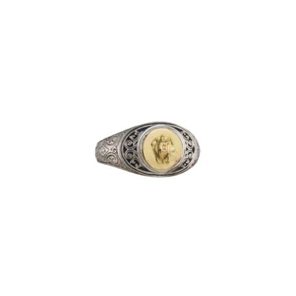 Antique Coin Symbol Turtle Ring for men’s 18k Yellow Gold and Sterling silver 925