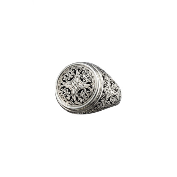 Filigree Byzantine Cross Round Shape Ring and Sterling Silver 925 - Image 2