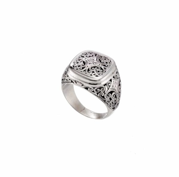 Filigree Square Shape Byzantine Cross Ring and Sterling Silver 925 - Image 2