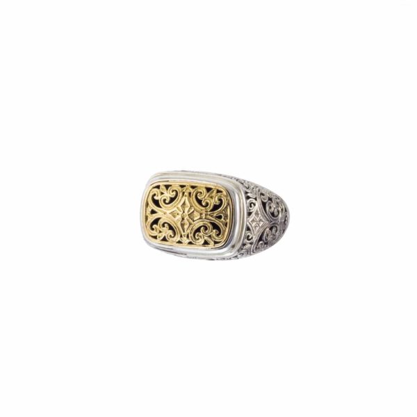 Filigree Byzantine Cross Ring 18k Yellow Gold and Sterling Silver - Image 2