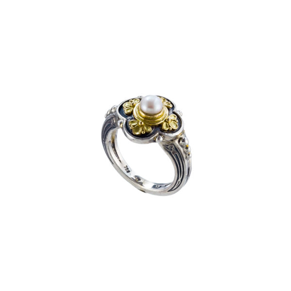 Flower Ring for Women’s 18k Yellow Gold and Sterling Silver 925 - Image 2