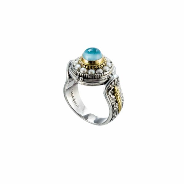 Round Byzantine Ring 18k Yellow Gold in Sterling Silver 925 - Image 2