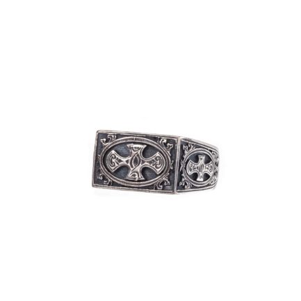 Men’s Triple Cross Band Byzantine Ring in Sterling Silver 925