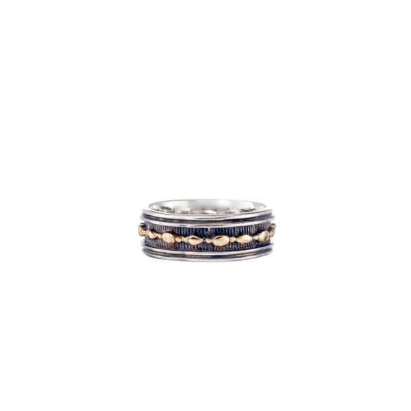 8mm Band Ring for Men’s Yellow Gold k18 and Sterling Silver 925