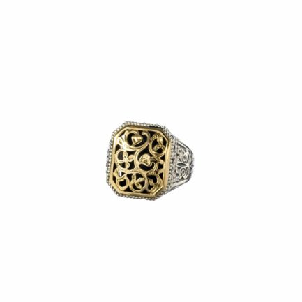 Byzantine Flower Ring for Women’s 18k Yellow Gold and Silver 925
