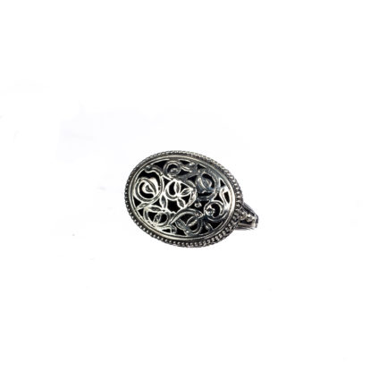 Oval large Flower Byzantine Ring for Women’s in Sterling Silver 925
