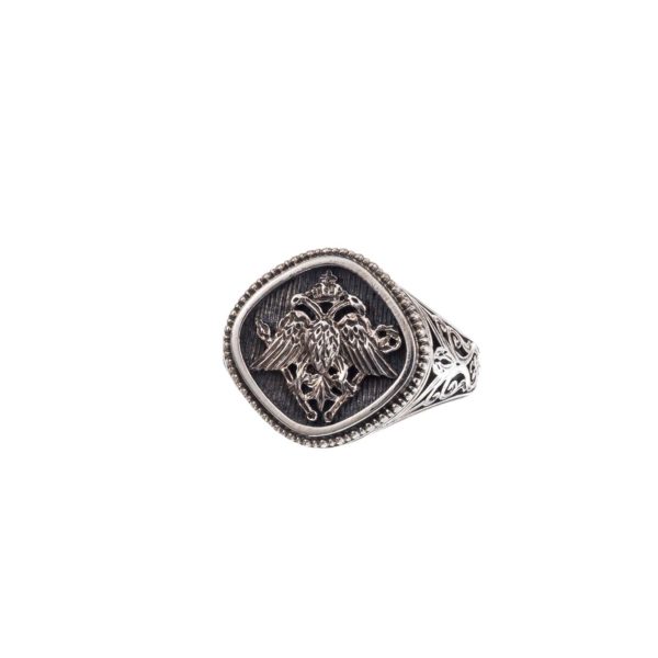 Double Headed Eagle Ring Byzantine Imperial Symbol for Men's in Silver 925 - Image 2