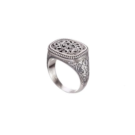 Filigree Byzantine Cross Ring for Men’s in Sterling Silver 925