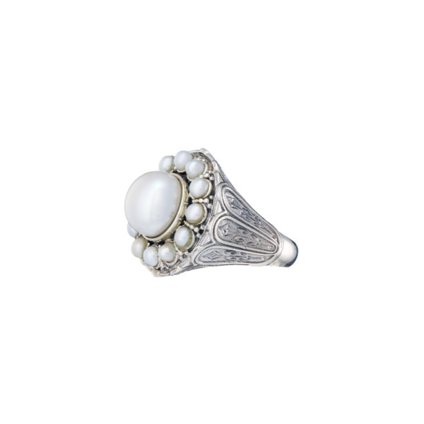 Pearls Byzantine Round Ring in Sterling Silver 925 - Image 2