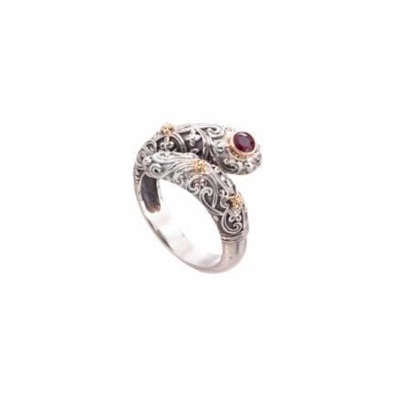 Ruby Byzantine Wrap Ring 18k Yellow Gold and Sterling Silver 925