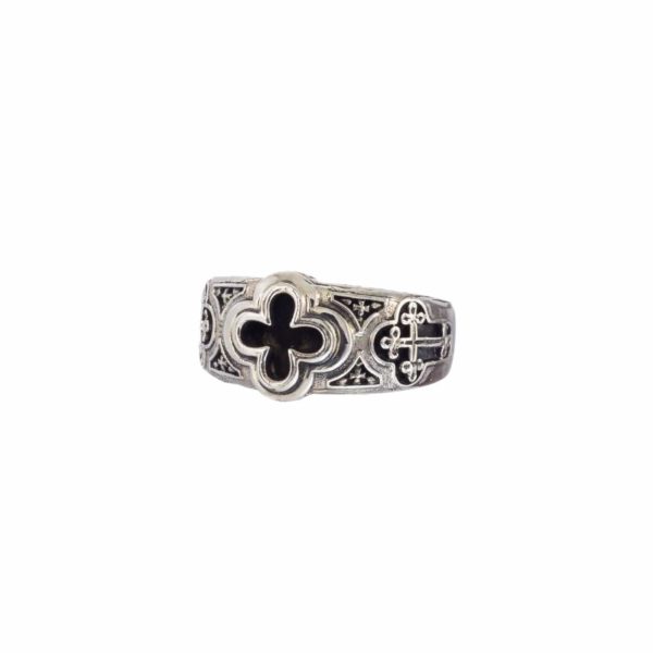 Triple Cross for Men’s Band Byzantine Ring in Sterling Silver 925 - Image 2