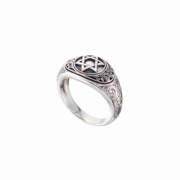 Star of David for Men’s Band Ring in Sterling Silver 925