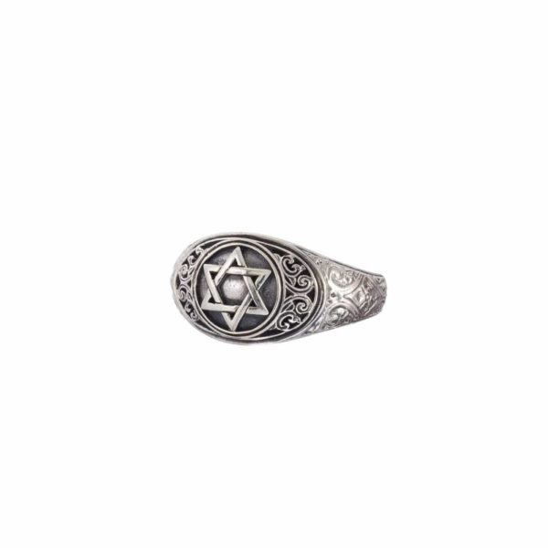 Star of David for Men’s Band Ring in Sterling Silver 925 - Image 2