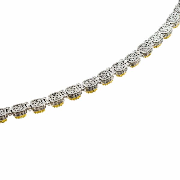 Silver with Gold plated Parts Multi-Colored Stone Oval Link Necklace for Ladies - Image 3