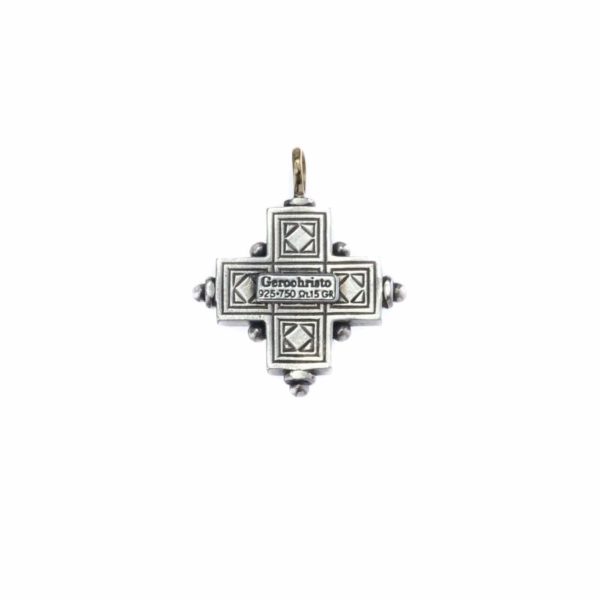 Byzantine Cross Pendant 18k Yellow Gold and Sterling Silver 925 - Image 2