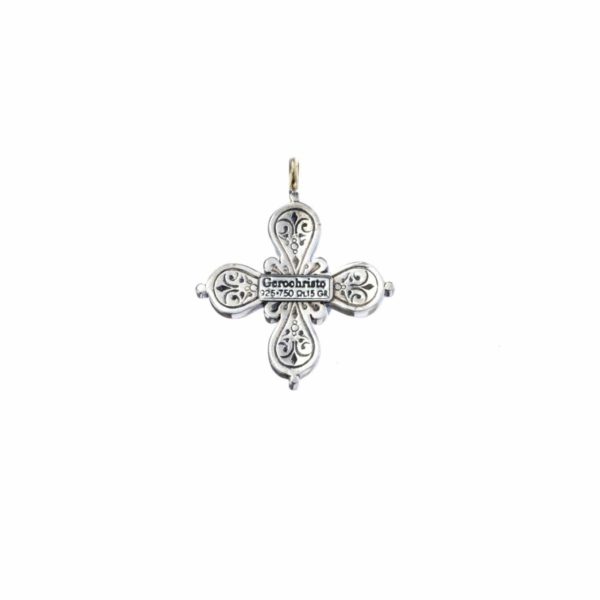 Byzantine Cross Pendant 18k Yellow Gold and Sterling Silver 925 - Image 2