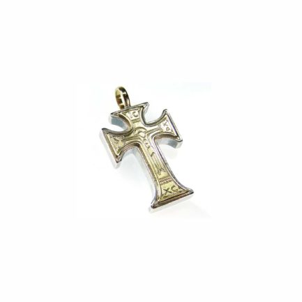 Byzantine Cross Pendant (IC XC NI KA) 18k Yellow Gold and Sterling Silver 925