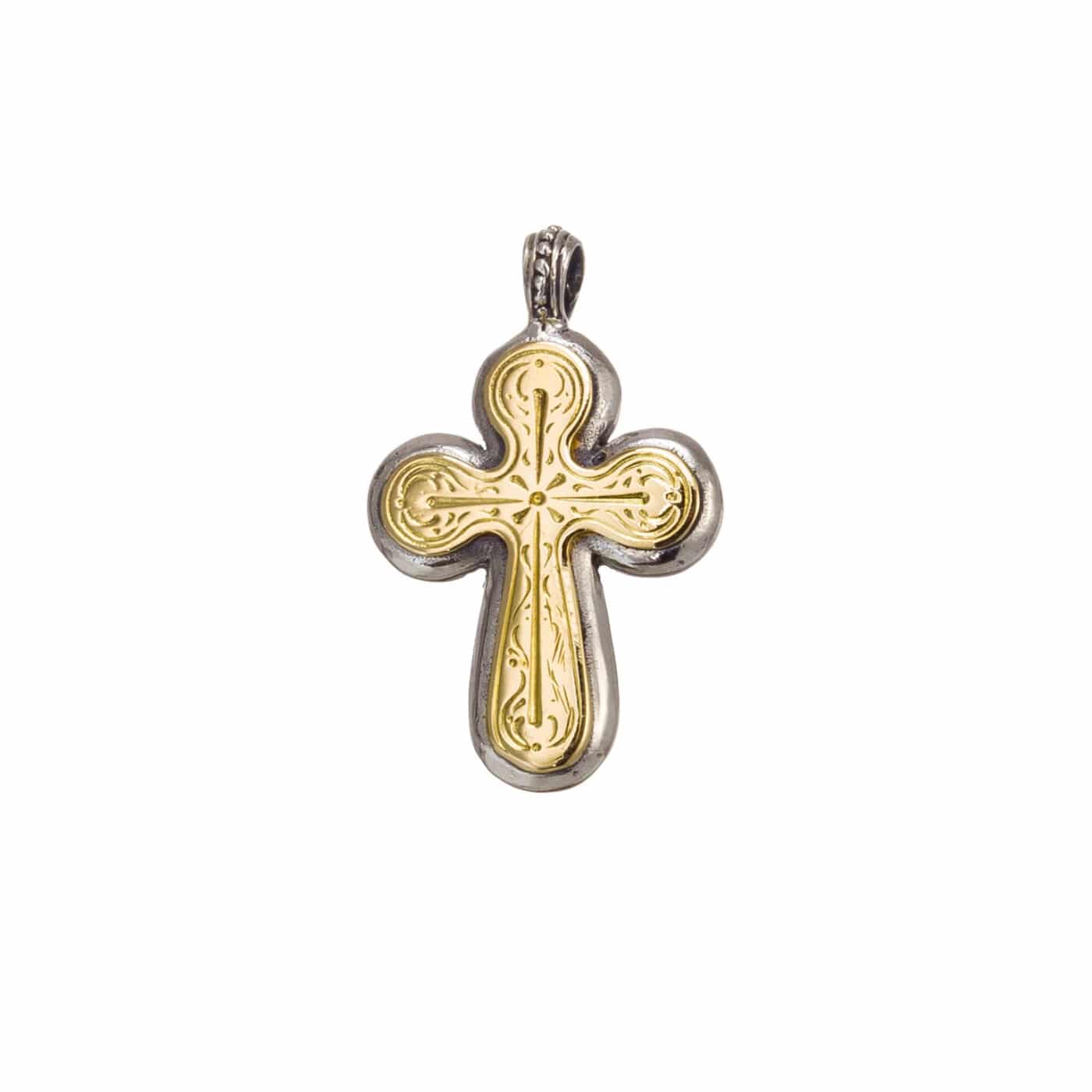 Byzantine Cross Pendant 18k Yellow Gold and Sterling Silver 925 ...