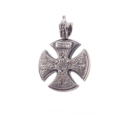 Maltese Men’s Cross Pendant Garnet in Sterling Silver 925