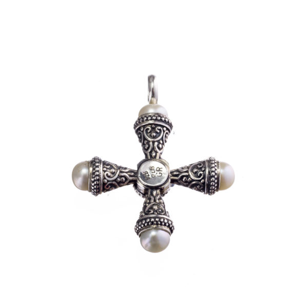 Freshwater Pearls Cross Pendant in Sterling Silver 925 - Image 2