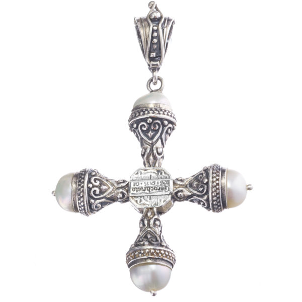 Freshwater Pearls Cross Pendant in Sterling Silver 925 - Image 2