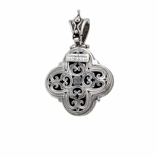 Men’s Filigree Cross Pendant Byzantine 18k Yellow Gold and Sterling Silver 925 - Image 3