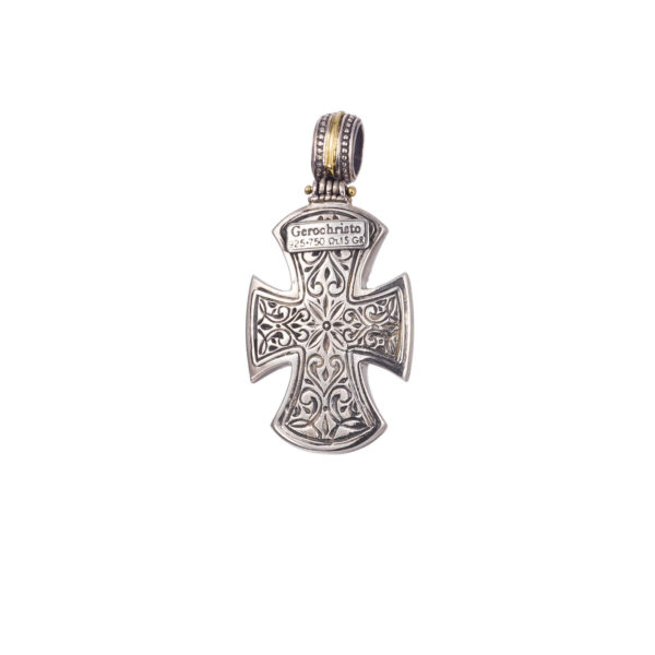 Maltese Men’s Cross Pendant 18k Yellow Gold and Sterling Silver 925 - Image 2