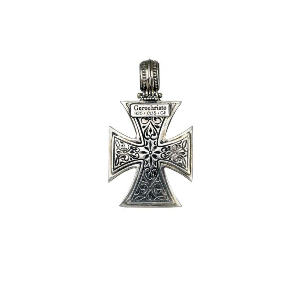 Maltese Men’s Cross Pendant 18k Yellow Gold and Sterling Silver 925 - Image 2