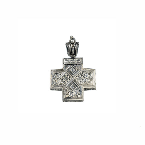 Byzantine Cross Pendant 18k Yellow Gold and Sterling Silver 925 - Image 3