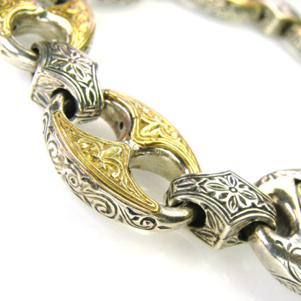 Anchor Mariner Link Bracelet Yellow Gold k18 and Sterling Silver 925
