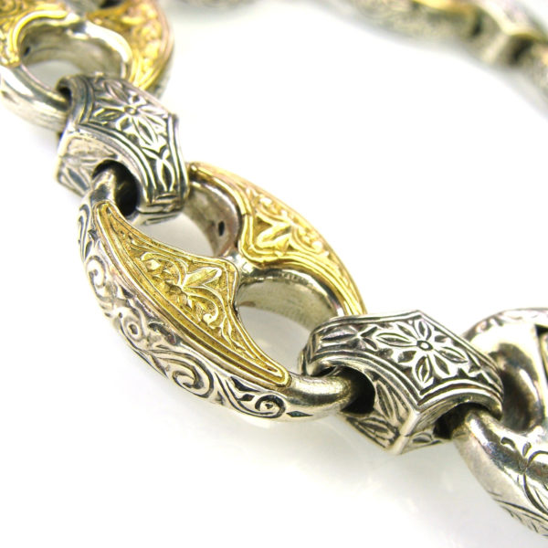 Anchor Mariner Link Bracelet Yellow Gold k18 and Sterling Silver 925 - Image 2