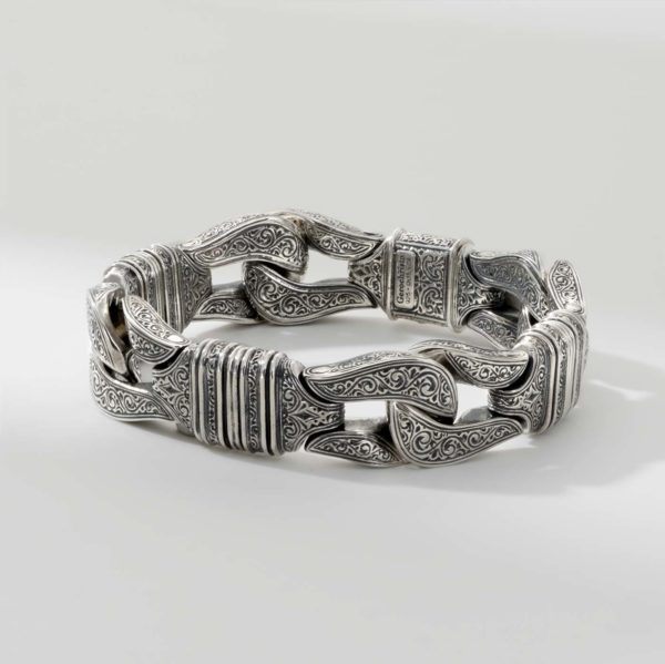 Men’s Minotaur Link Bracelet in Sterling Silver 925 - Image 3