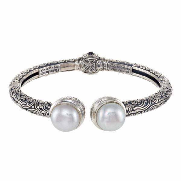 Freshwater Pearls Cuff Bracelet for Women’s in Sterling Silver 925