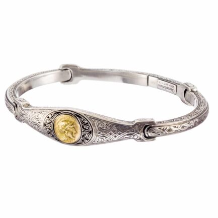 Athena Coin Bangle Bracelet in k18 Yellow Gold and Silver 6431