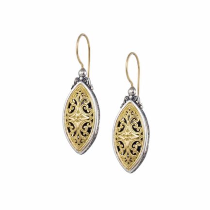 Marquise Earrings in k18 Yellow Gold and Sterling Silver 925