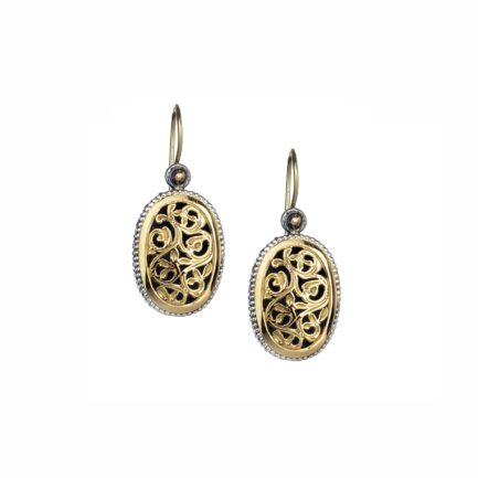 Medium Oval Earrings in k18 Yellow Gold and Sterling Silver 925