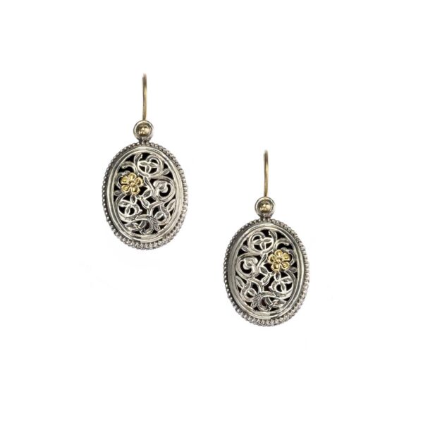 Medium Oval Handmade Earrings in k18 Gold k18 and Silver 925