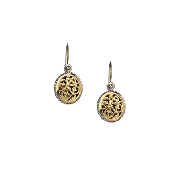 Oval Small Earrings in k18 Yellow Gold and Sterling Silver 925