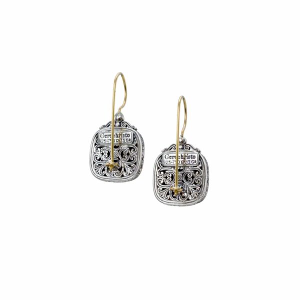 Square Earrings in k18 Yellow Gold and Sterling Silver 925